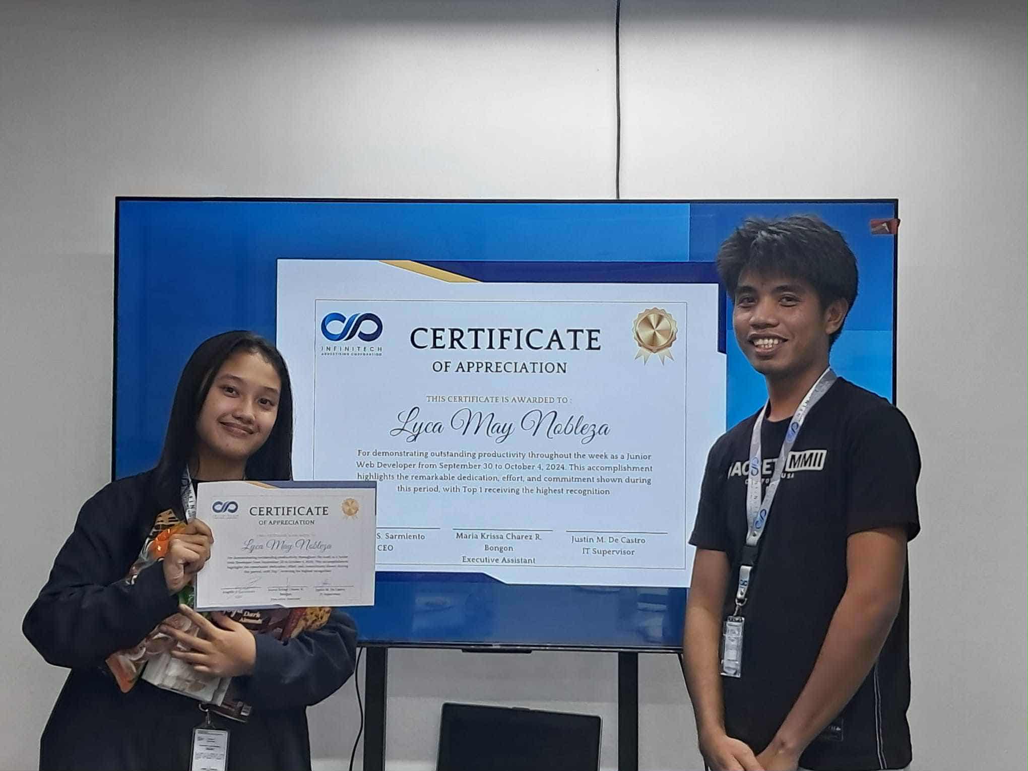 Junior Web Developer at Infinitech Advertising Corp screenshot